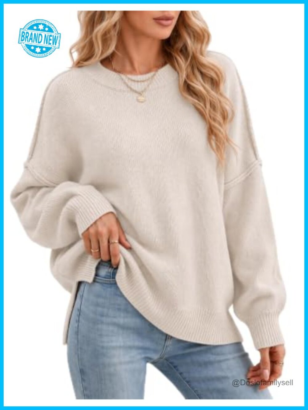 Womens Oversized Batwing Sweater Acrylic Pullover Knit Top Fall Layering